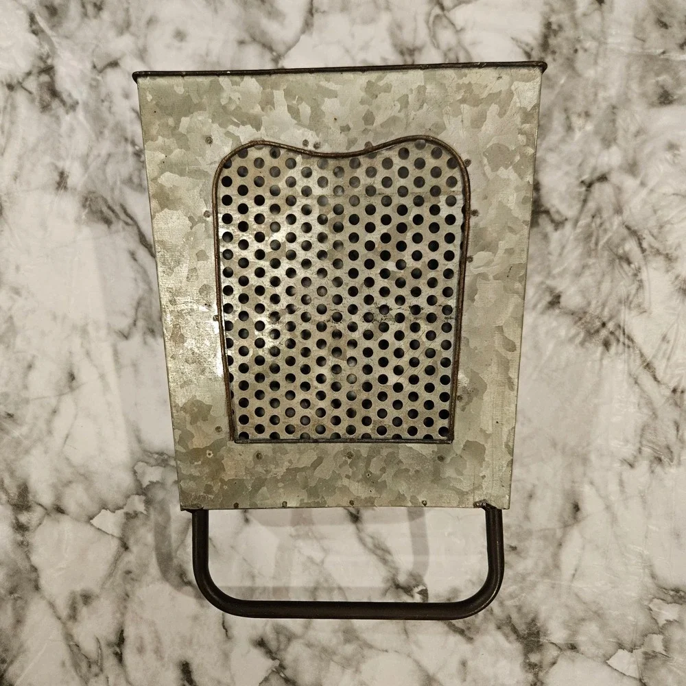 Vintage Rustic Metal Wall Box‎ Organizer Holder with Perforated Front and Handle